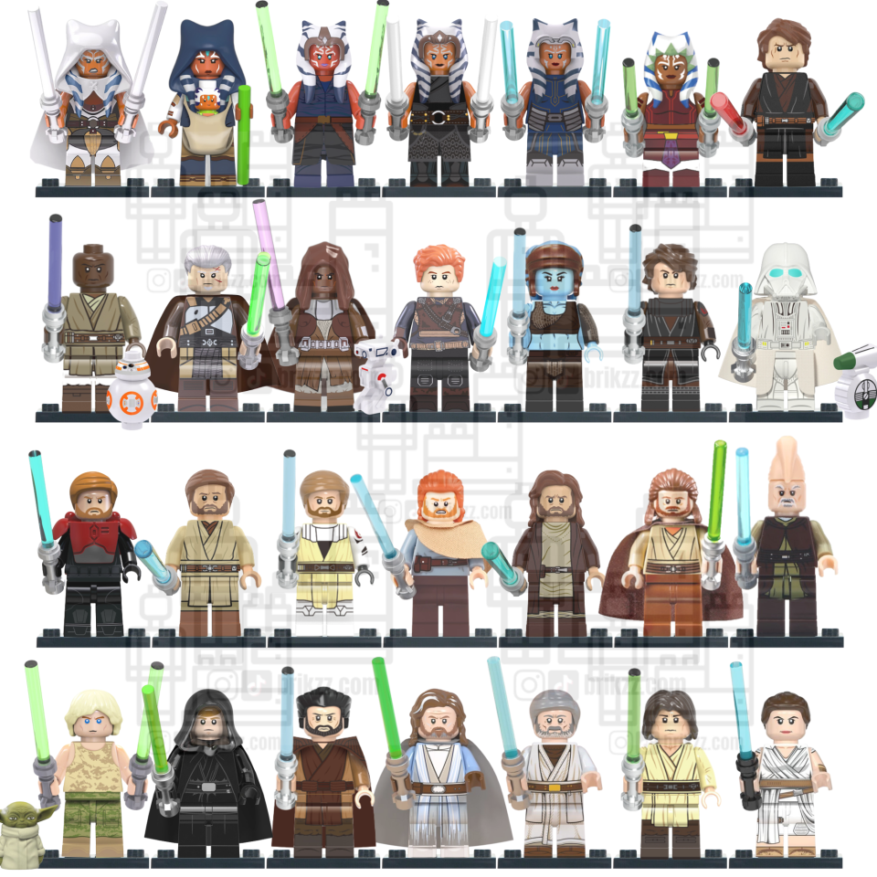 Star Wars Jedi Knight Minifigure Mega List with Weapons - Brikzz