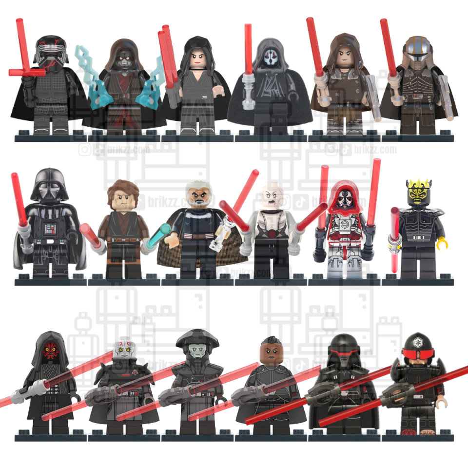 Star Wars Sith Lords Minifigures Mega list with Weapons - Brikzz