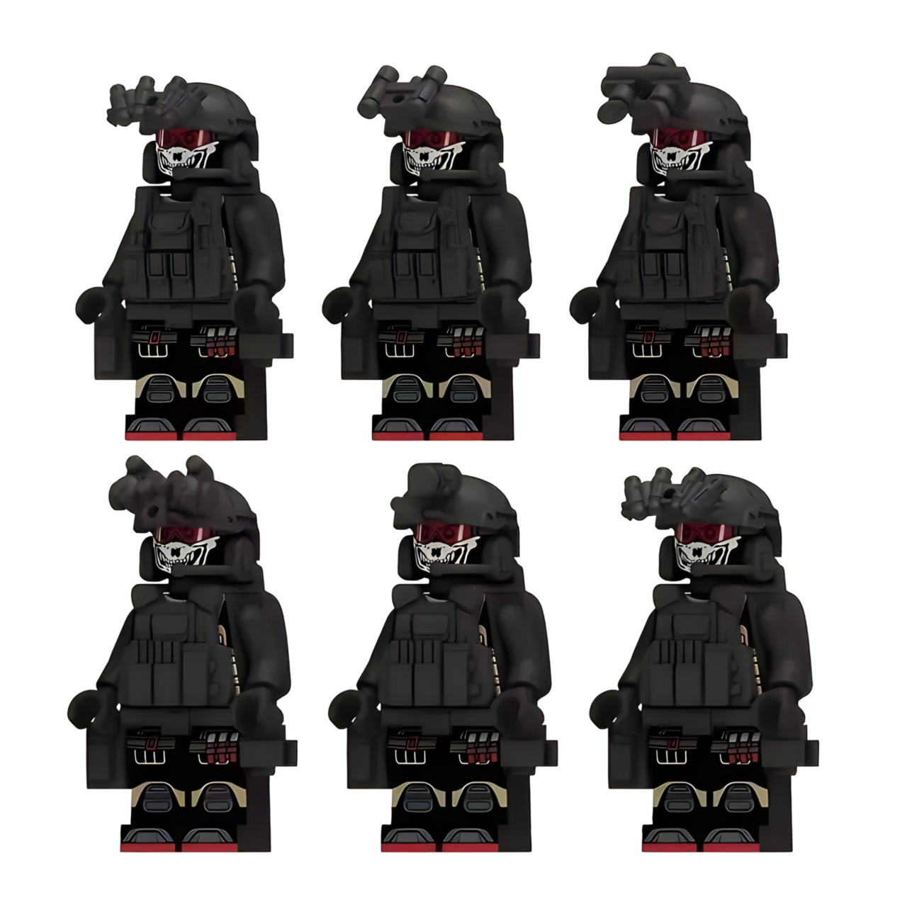 Elite Swat Team Minifigure Set of 6pcs With Assortment of Weapons 
