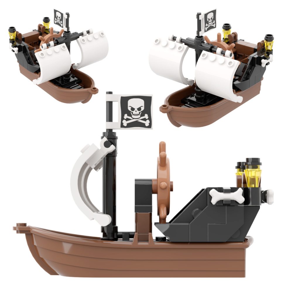 Pirate Dinghy Building Blocks Set - Sailboat Explorer (71pcs)