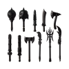 Fantasy Gladiator Weapons Pack for Minifigures – Black Axes, Blades & Maces