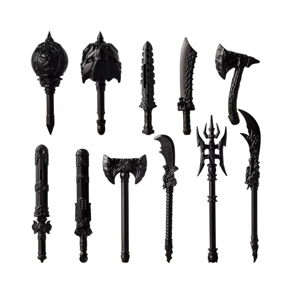 Fantasy Gladiator Weapons Pack for Minifigures – Black Axes, Blades & Maces