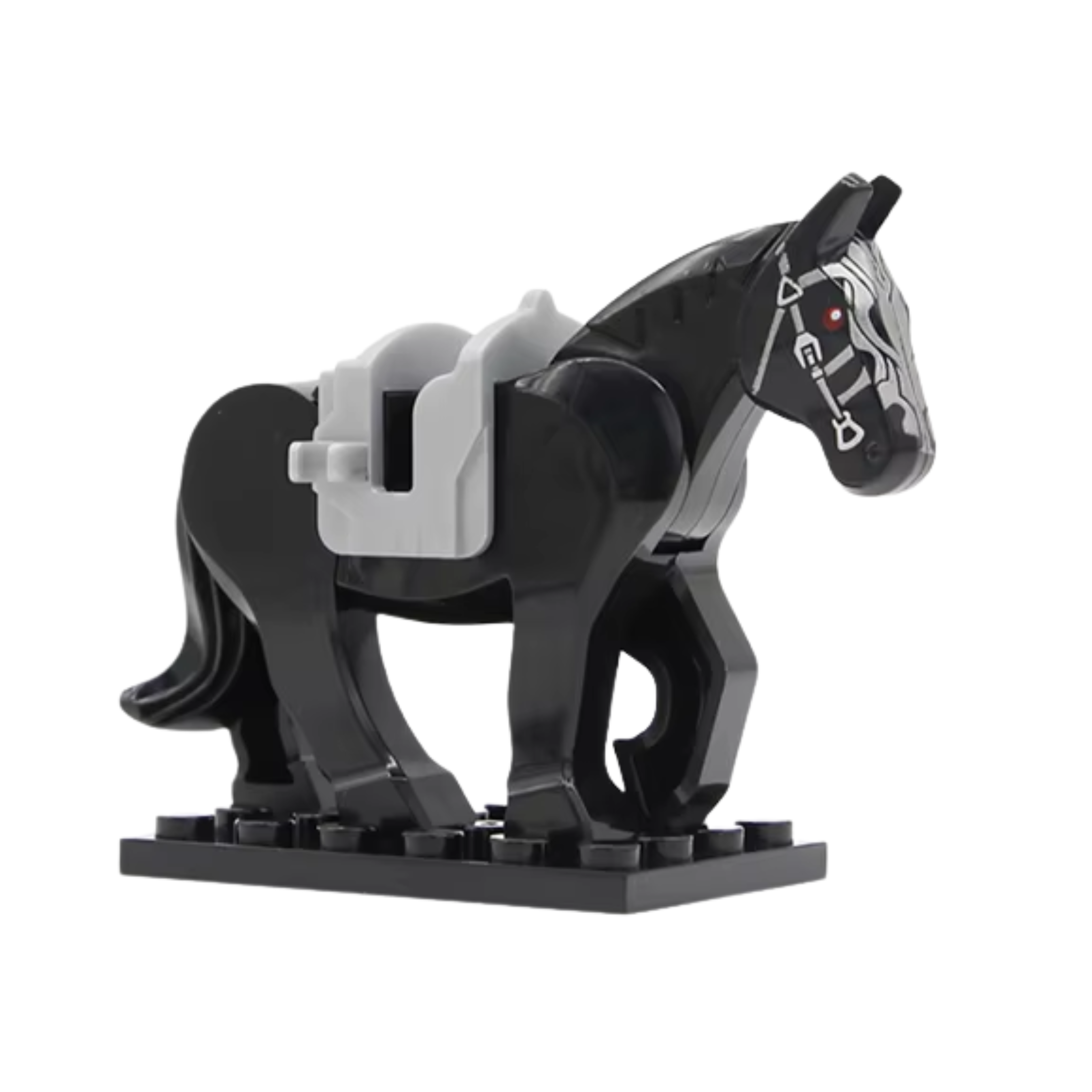 Black Horse Mount with Saddle for Minifigures Building Blocks Set - Image 2