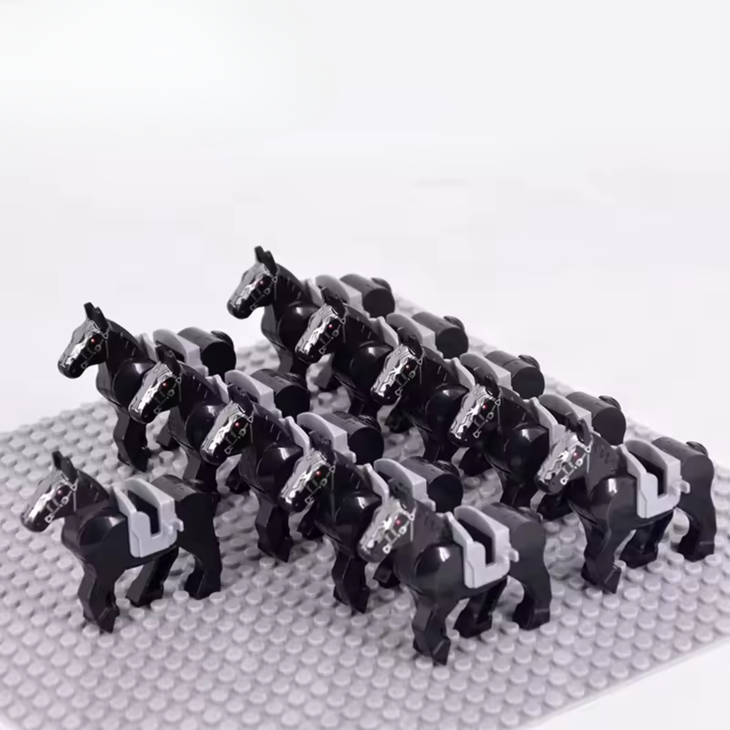 Black Horse Mount with Saddle for Minifigures Building Blocks Set