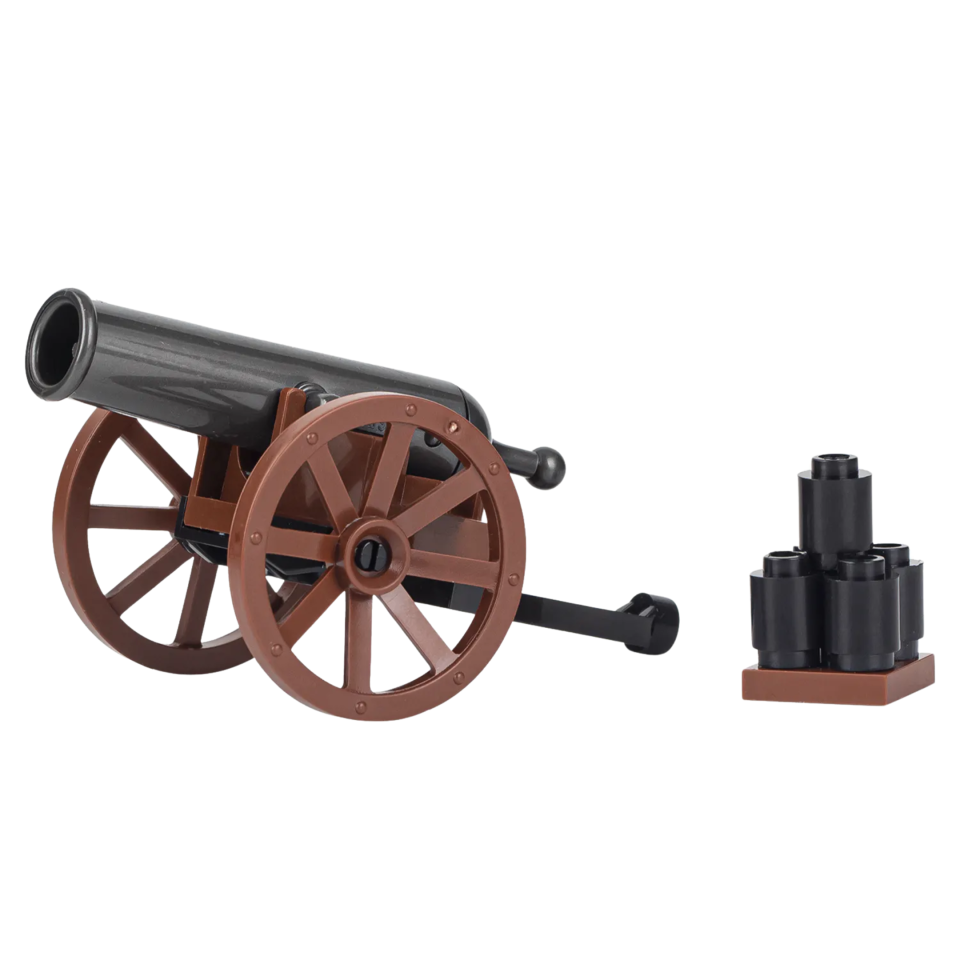 Classic Spoked-Wheel Cannon Building Block Set