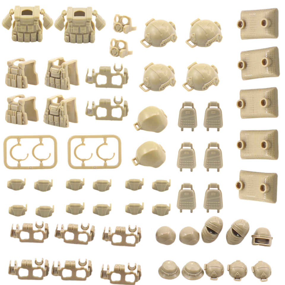 Desert Military Gear Set – Weapons and Accessories Pack for Minifigures
