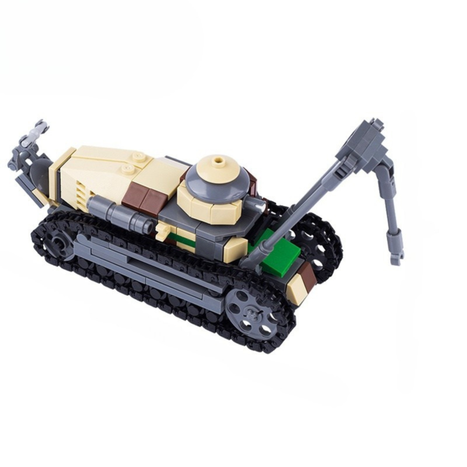 Renault FT-17 Mine-Clearing Tank Building Blocks Set - WWI & WWII French Military Engineering Vehicle