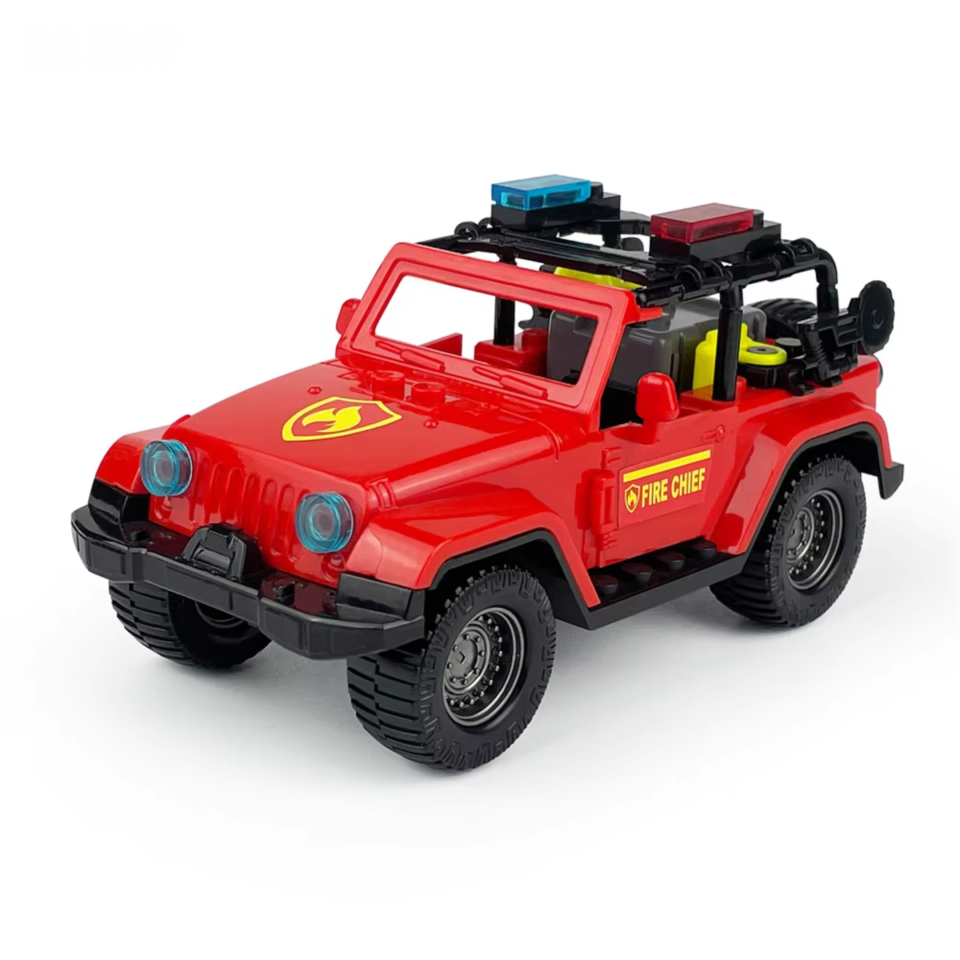 Fire Chief Emergency Response Jeep Building Blocks Set Style 2