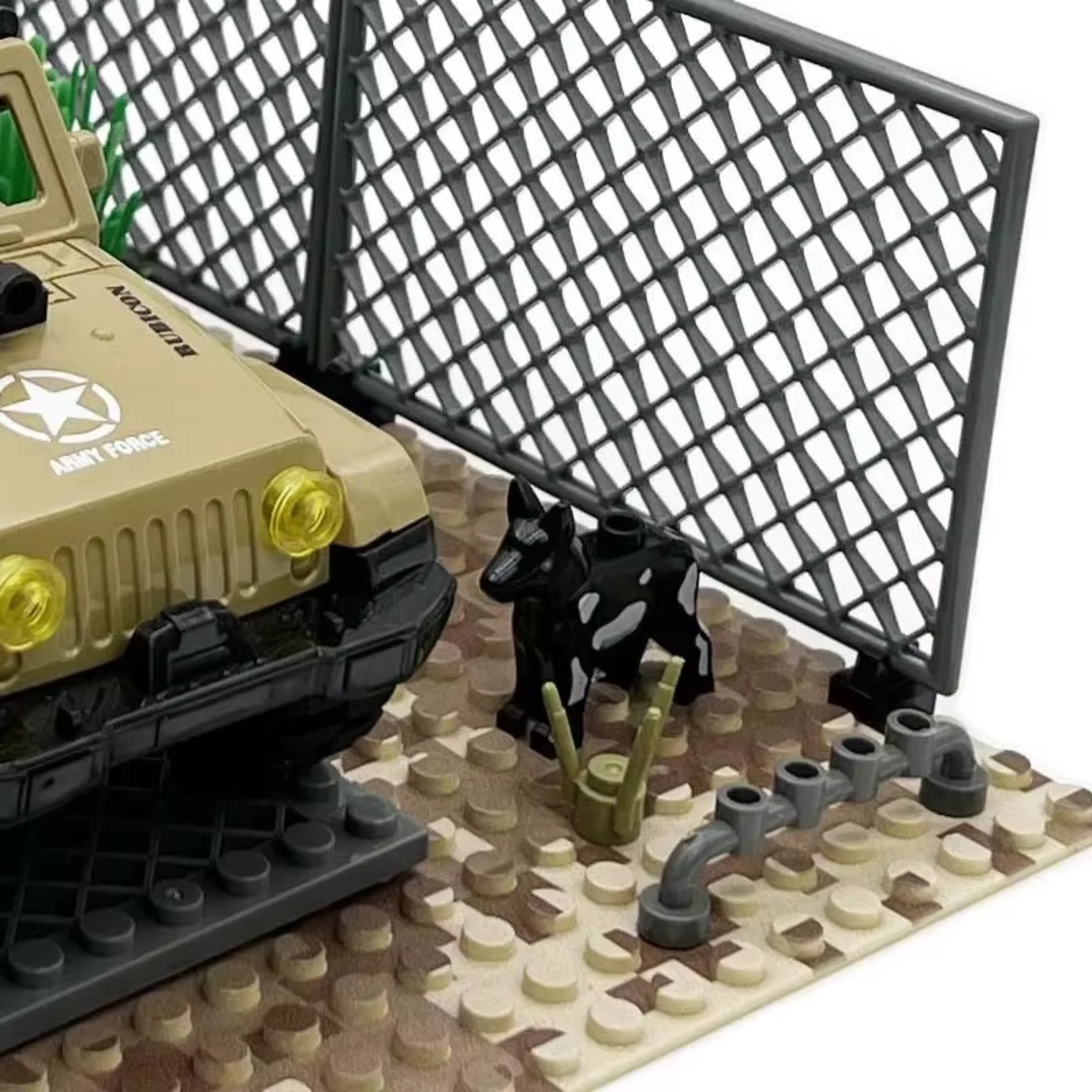 Desert Military Jeep and Base Compound Building Block Set - Image 2