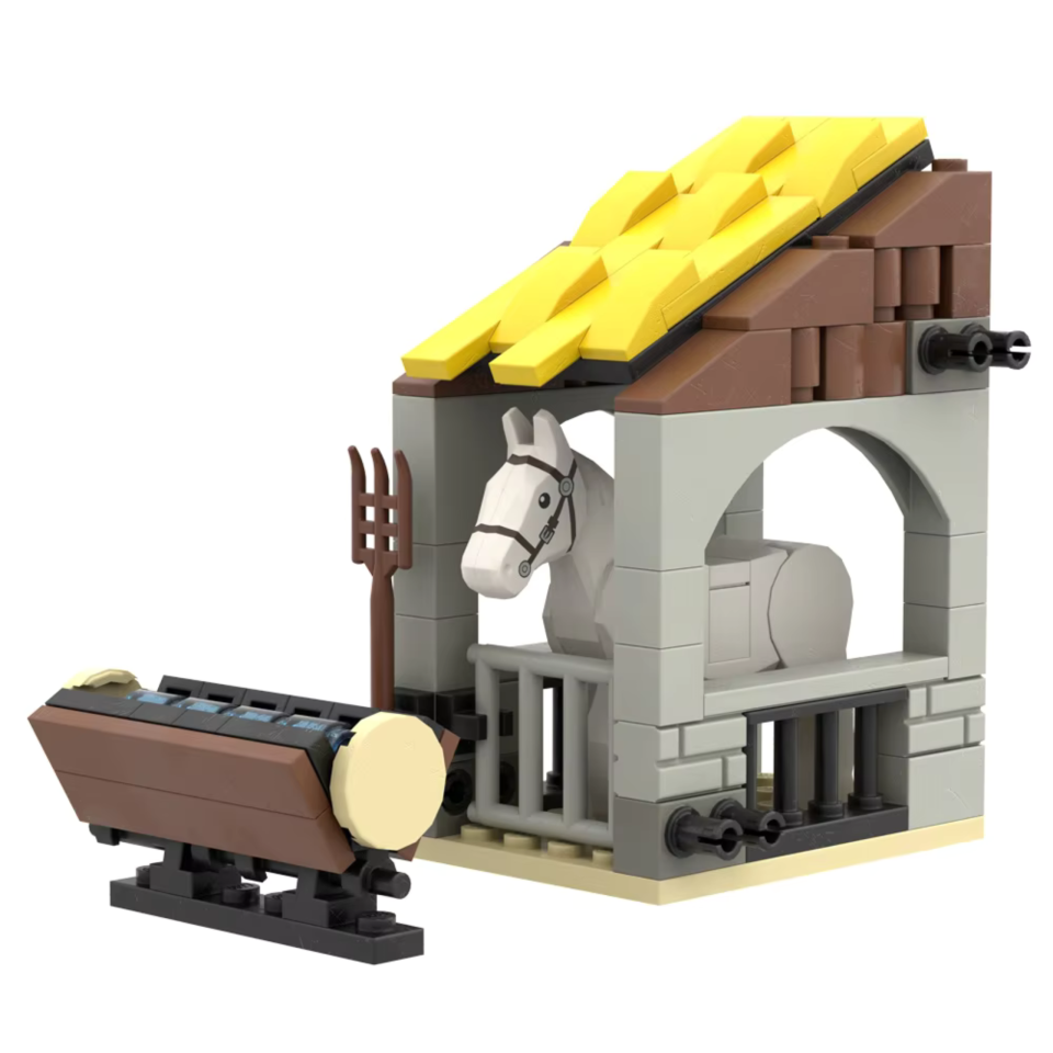 Small Horse Shelter with Trough Building Blocks Set