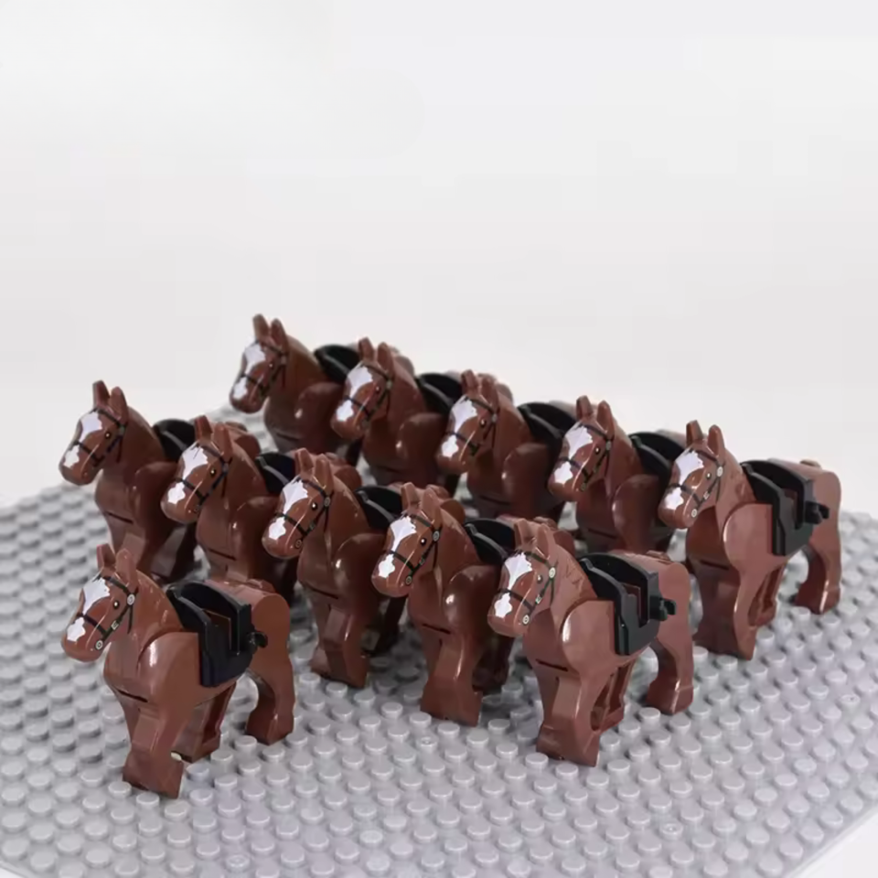 Brown Horse Mount with Saddle for Minifigures Building Blocks Set