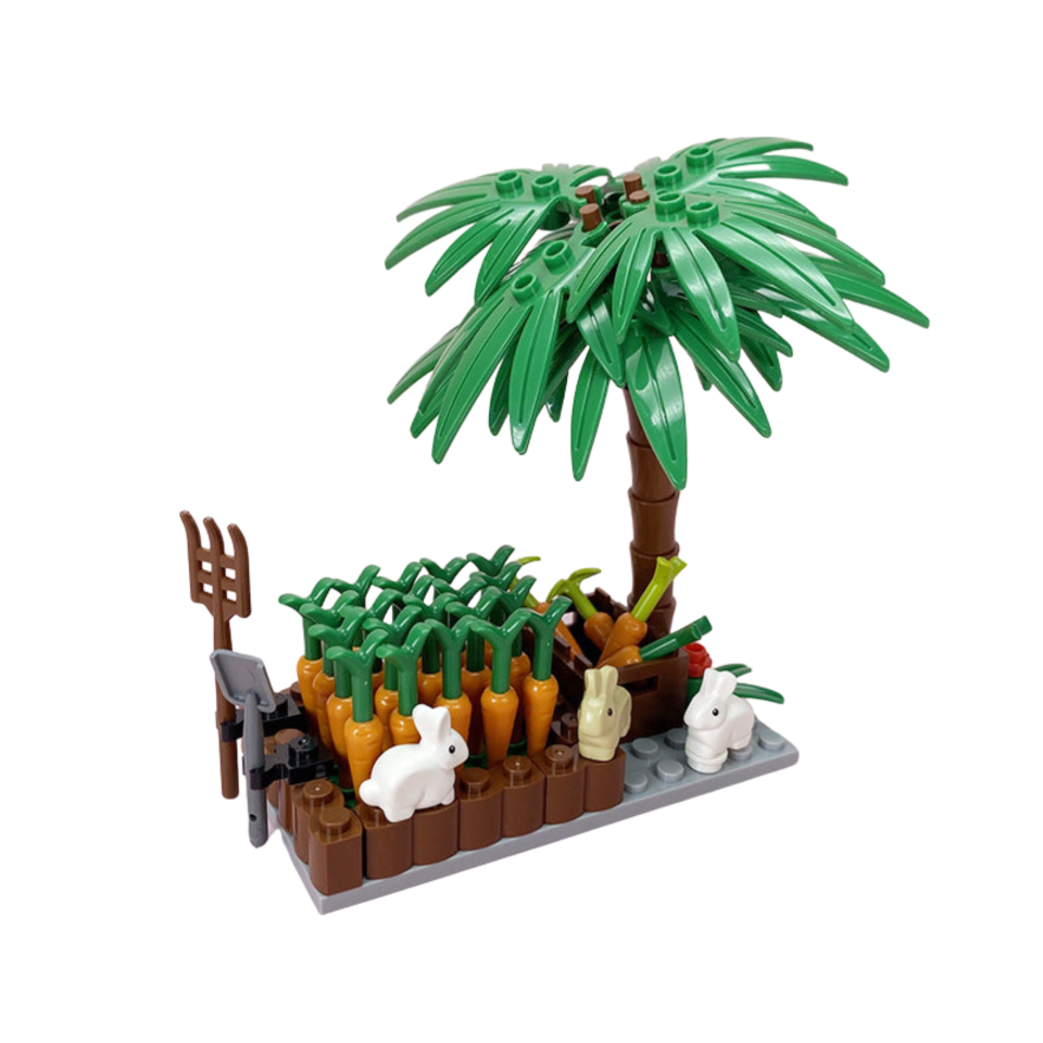 Carrot Garden with Rabbits and Palm Tree Building Blocks Set
