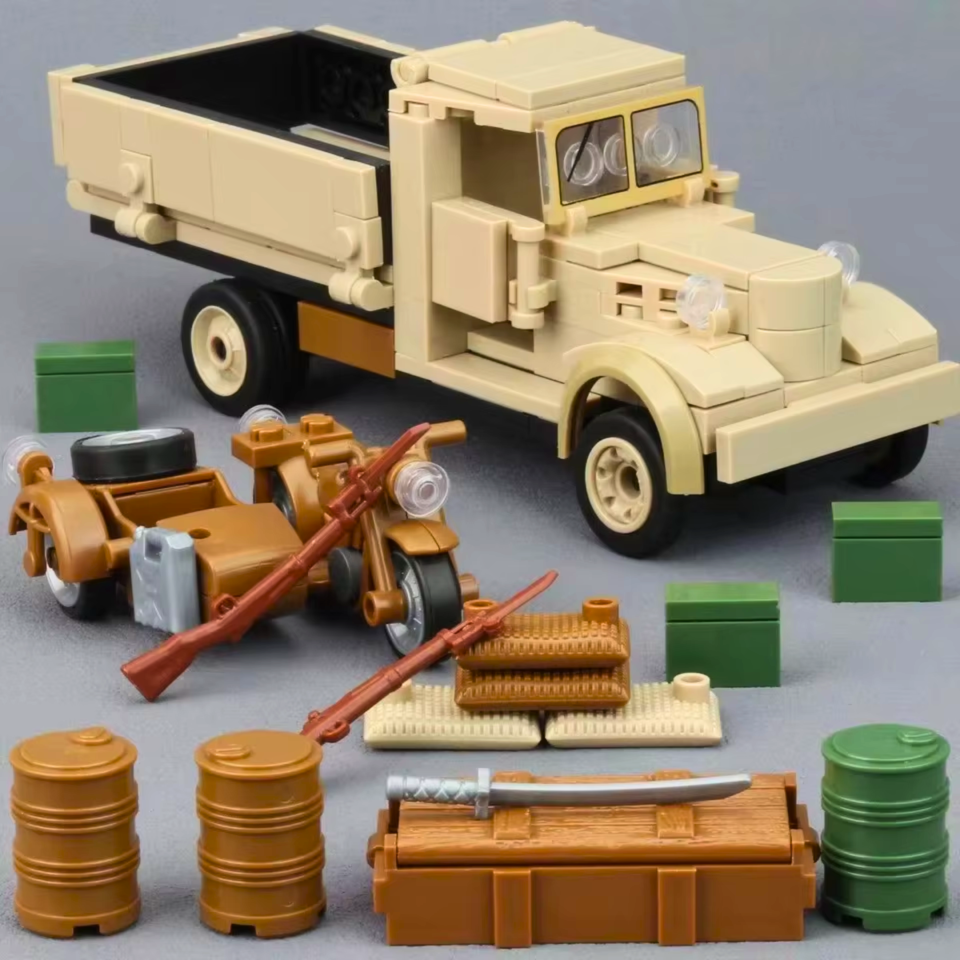 WWII Japanese Army Truck & Motorcycle Building Blocks Set