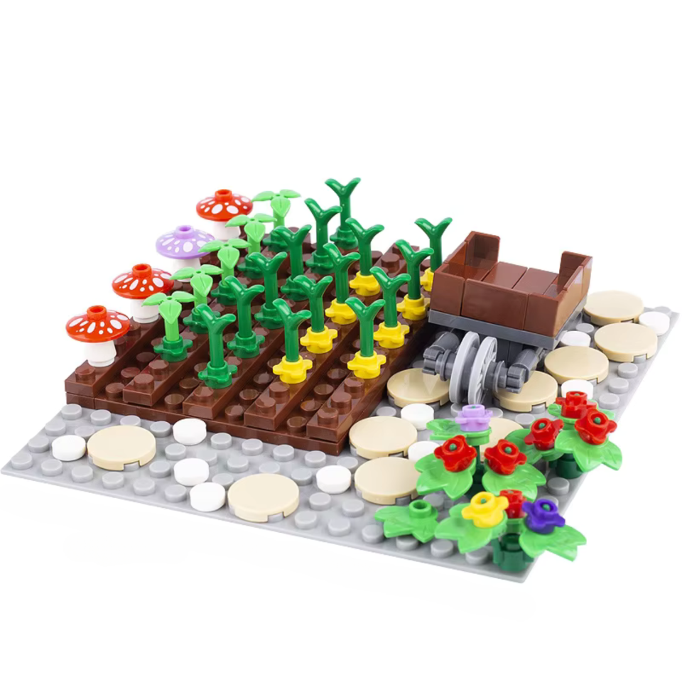 Vegetable Garden & Wheelbarrow Building Blocks Set