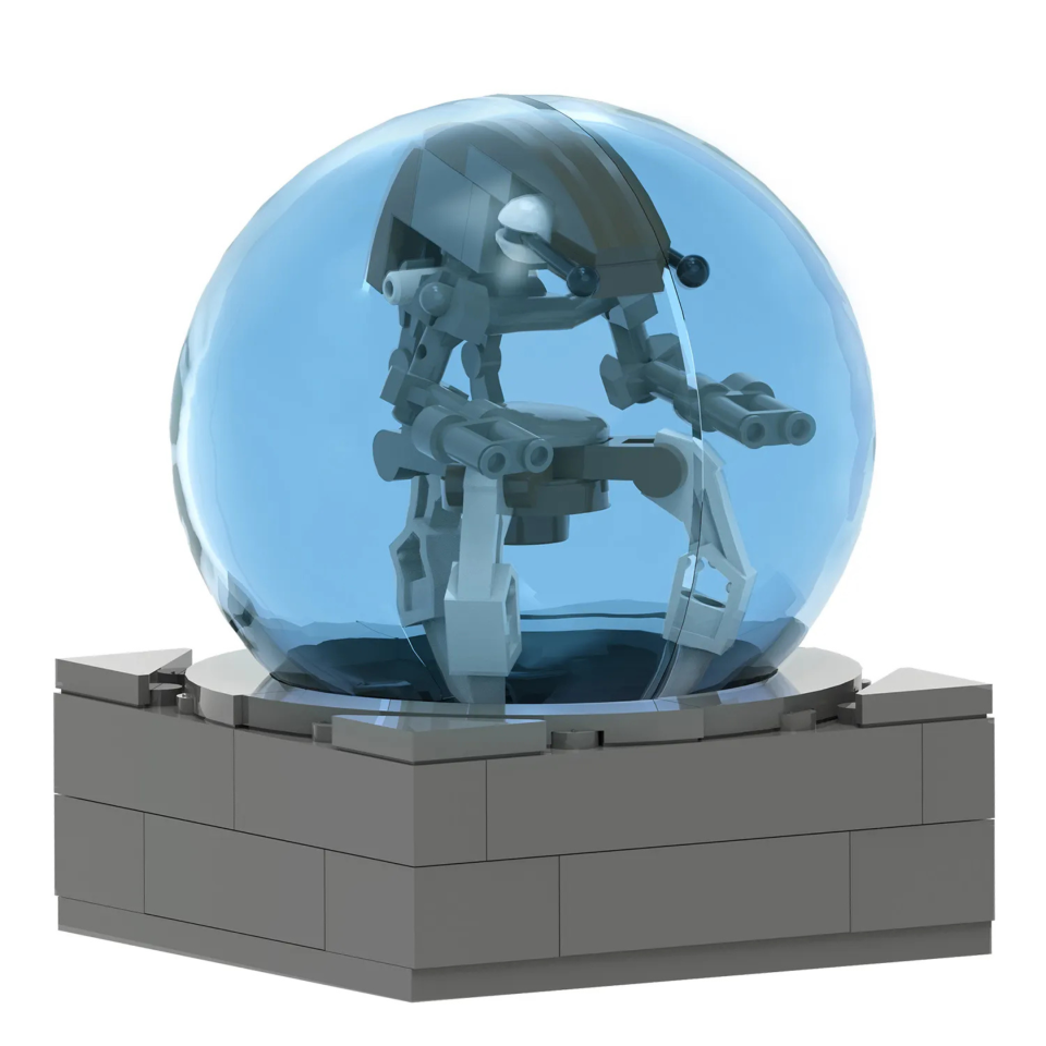 Droideka Destroyer Droid Minifig-Scale Building Blocks Set with Shield Display