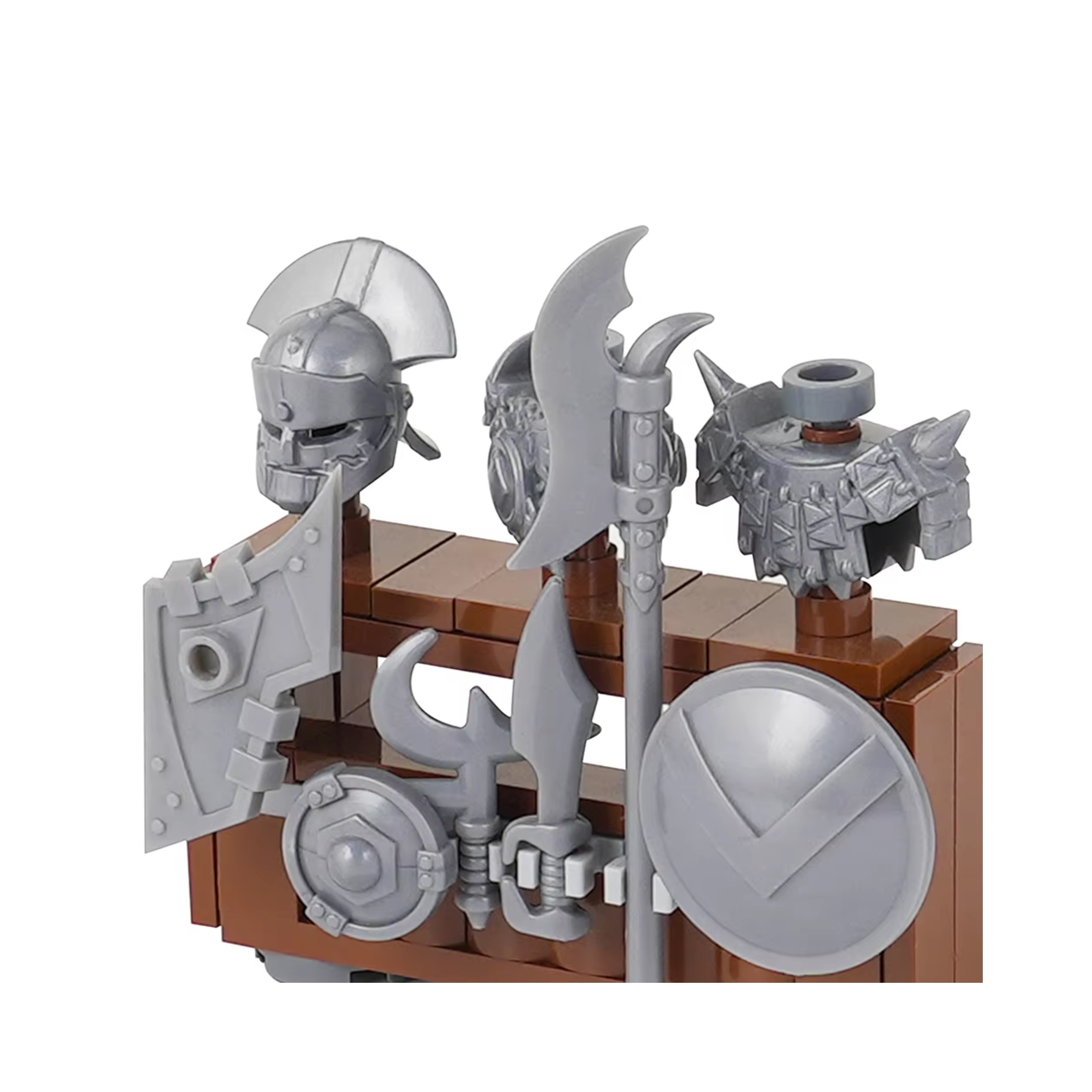 Gladiator Silver Weapons and Armor Display Rack Building Block Set - Image 3