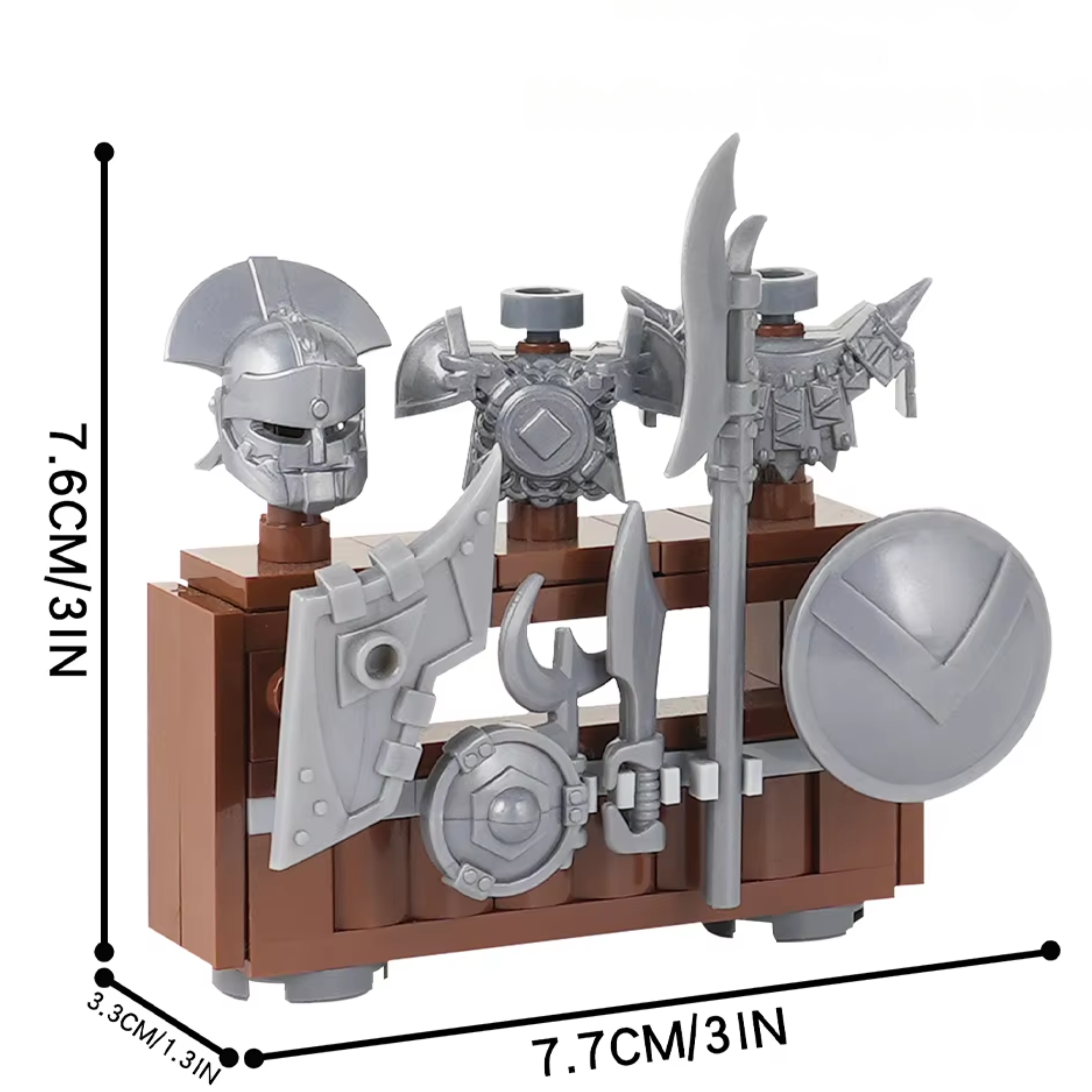 Gladiator Silver Weapons and Armor Display Rack Building Block Set - Image 5