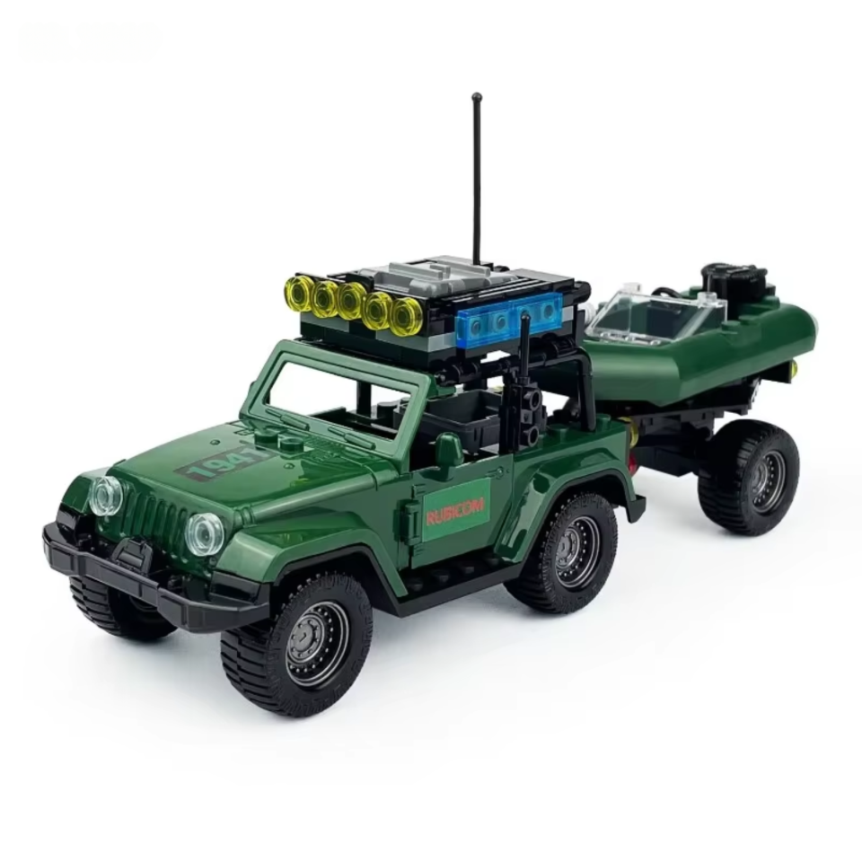 Special Forces Amphibious Jeep with Trailer Building Blocks Set