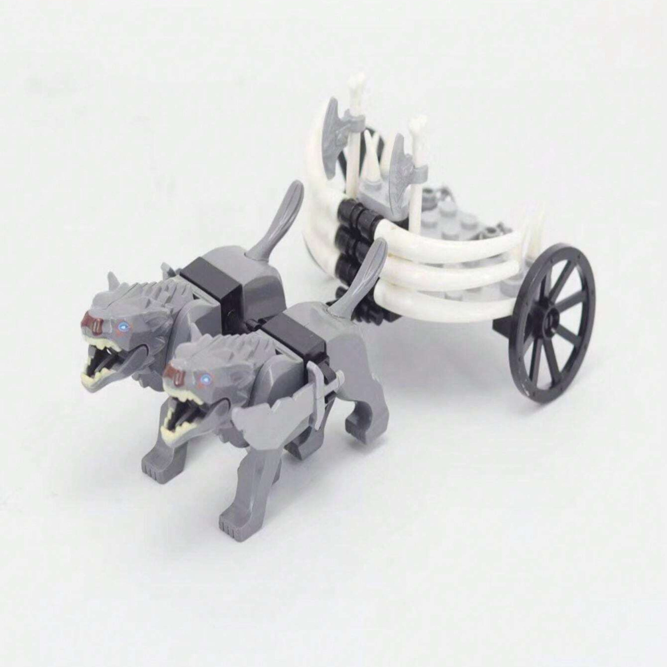 Barbarian Bone Chariot Pulled by Grey War Wolves