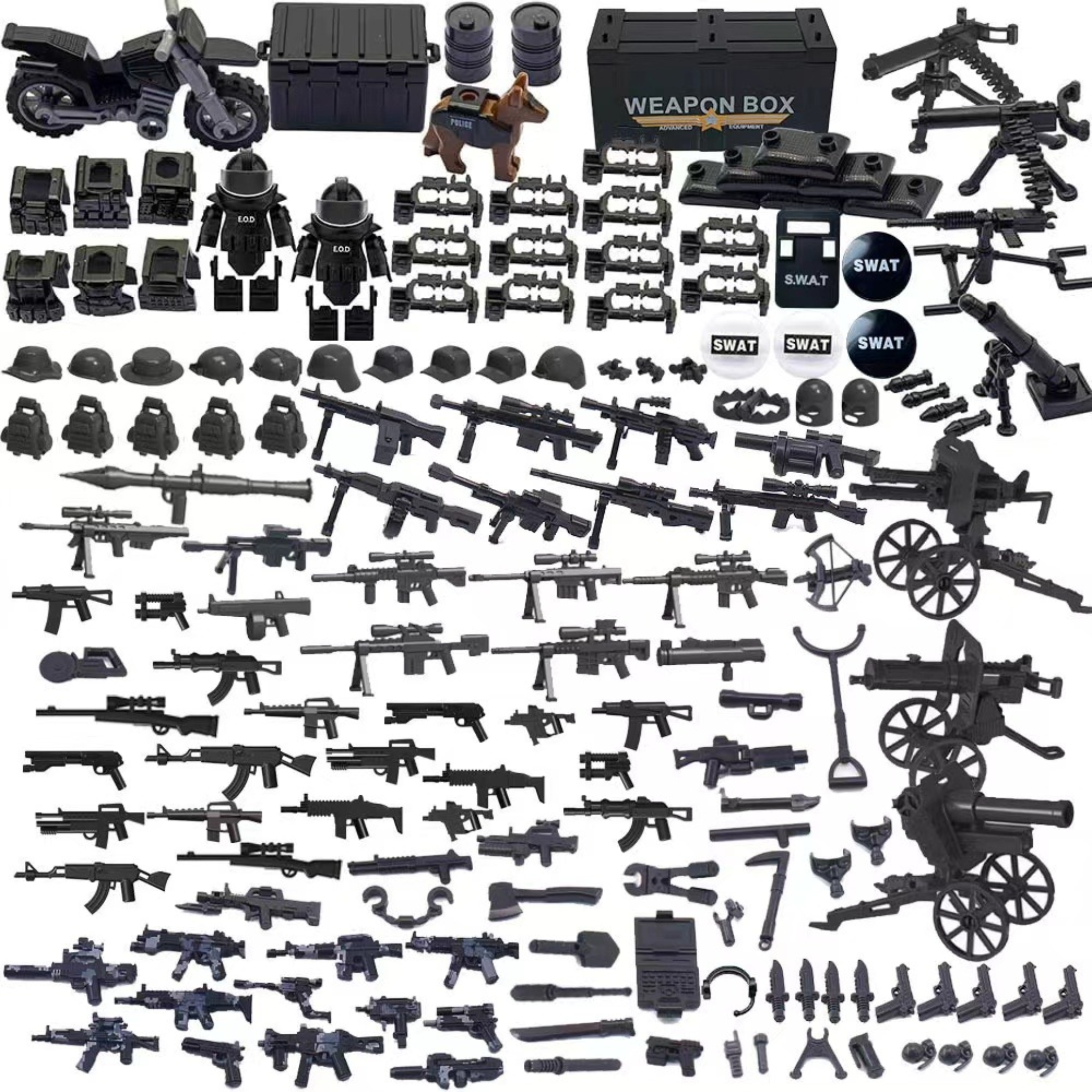 Modern Military Weapons & Tactical Gear Accessories Pack for Minifigures – Over 100 Pieces