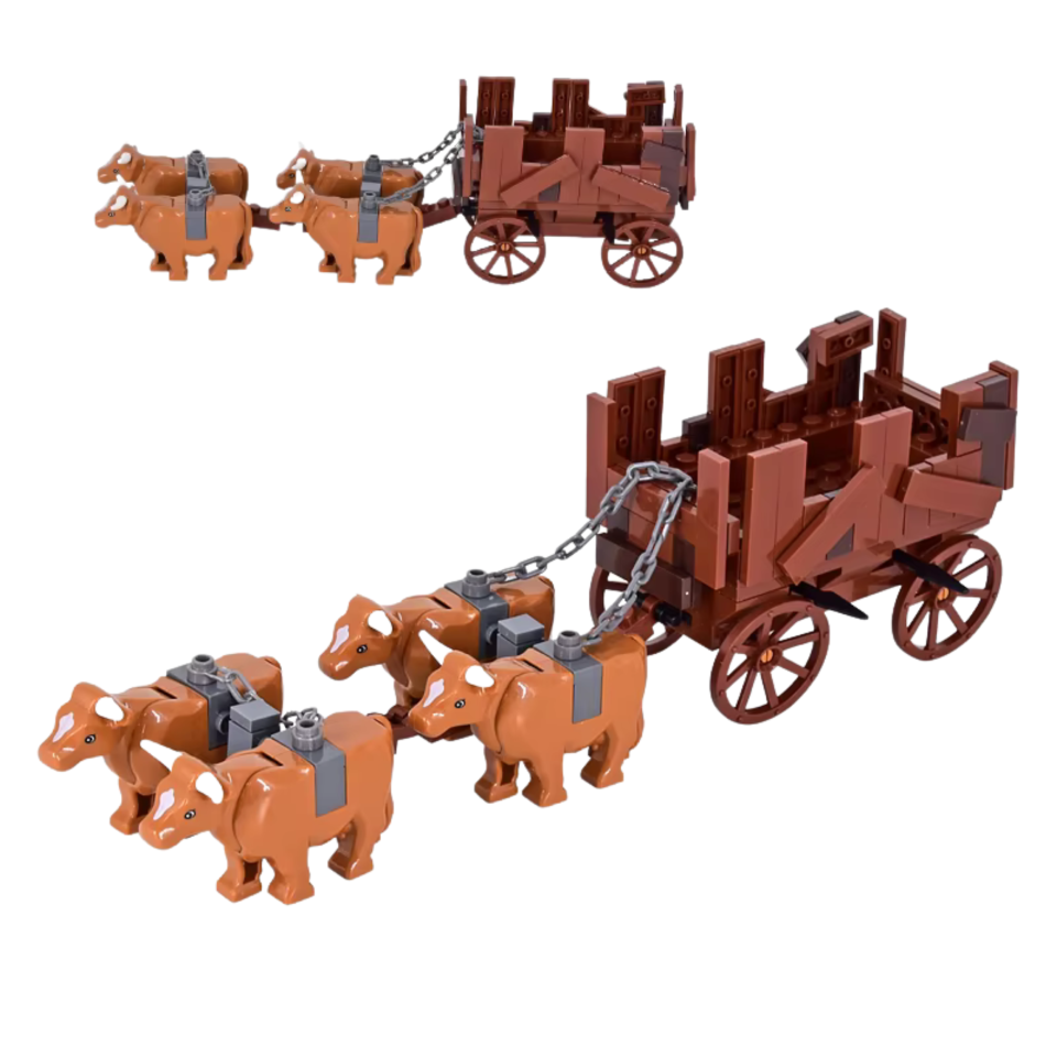 Oxen-Drawn Wooden Supply Wagon