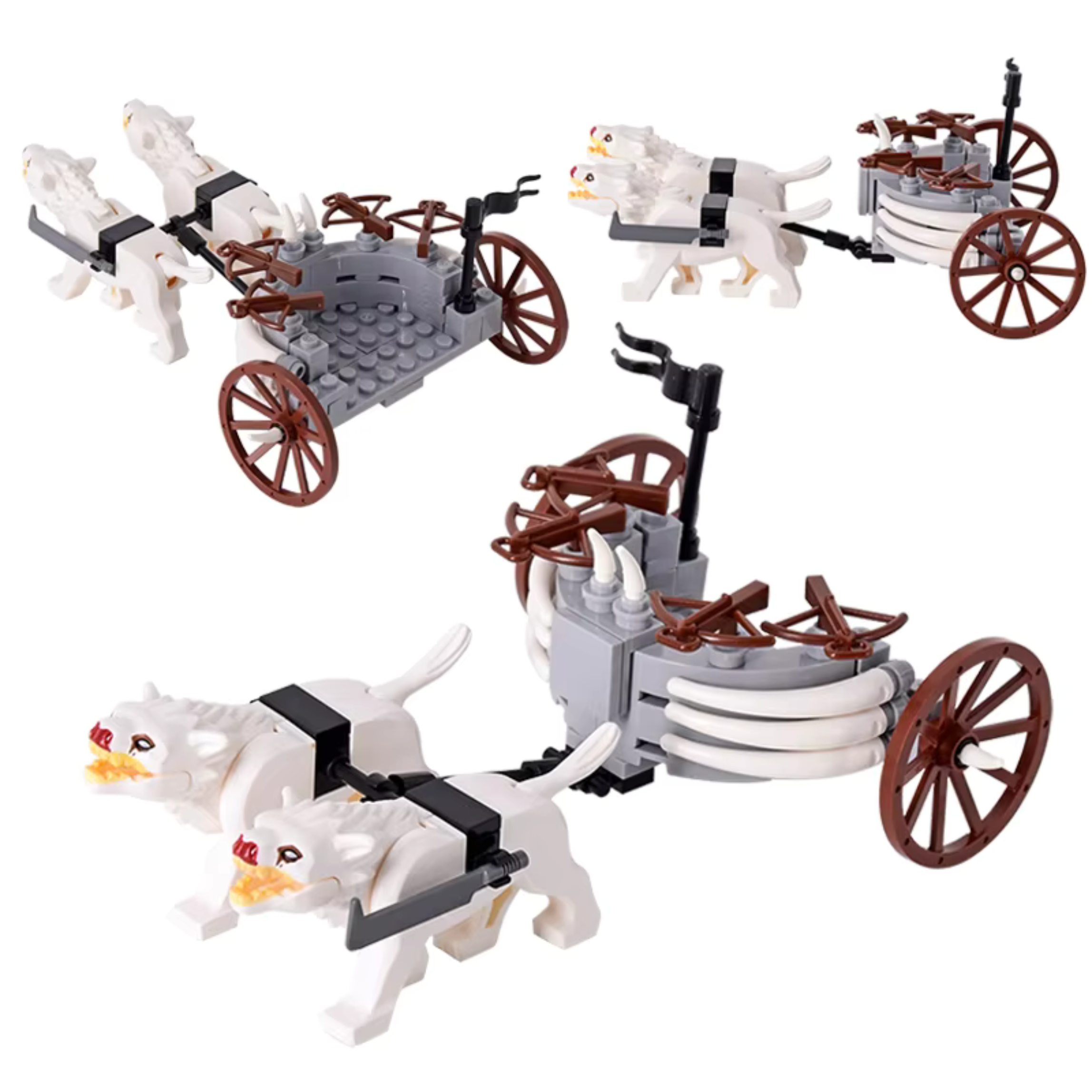White War Wolf Chariot with Bone-Spiked Frame & Crossbows