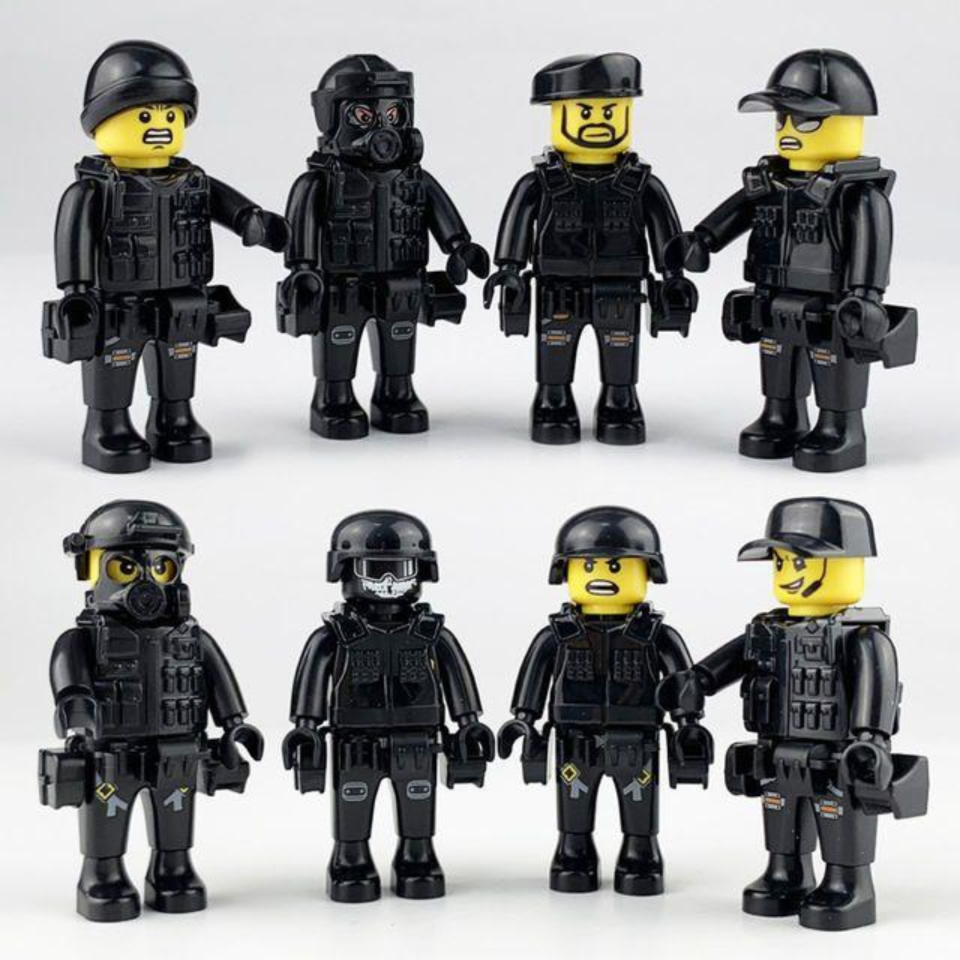 Black Ops SWAT Minifigure Set – 8 Tactical Soldiers with Gear
