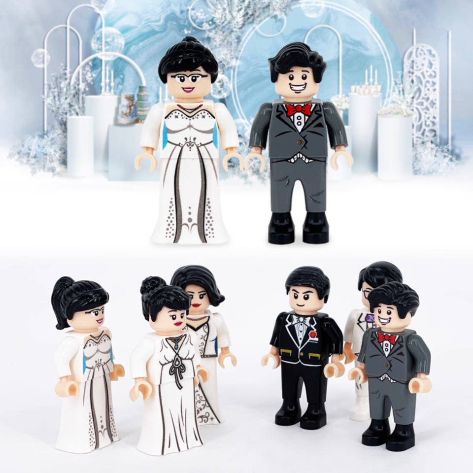 Wedding Bride and Groom Minifigure Set of 6pcs